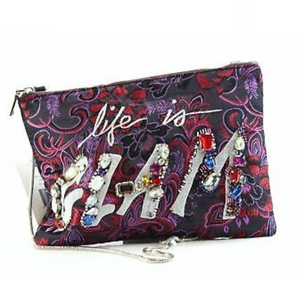 Steve Madden "LIFE IS GLAM" gem embellished BGLAMMIN glamorous gem clutch bag